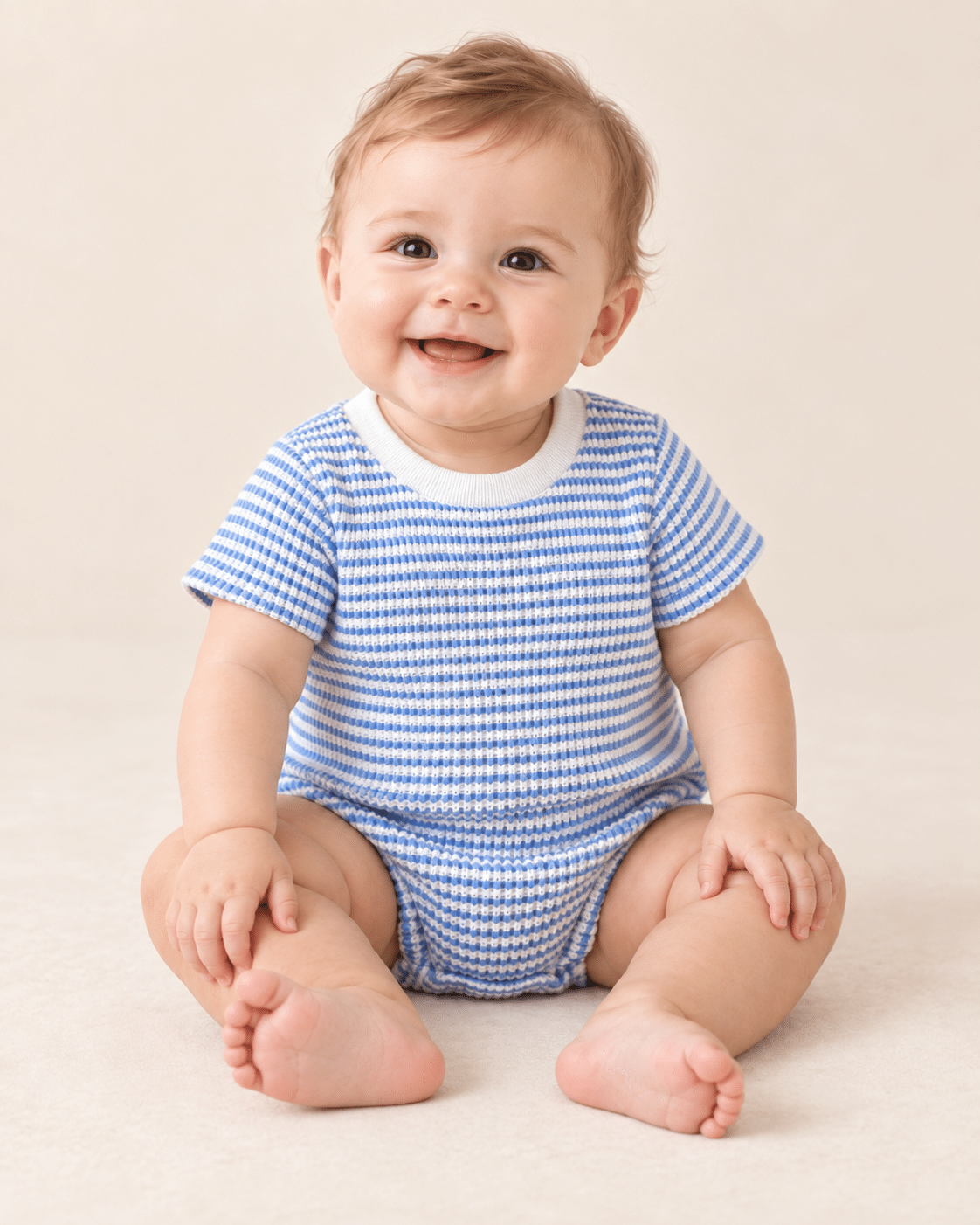 Body Listrado Bebê Menino Azul Lora Baby