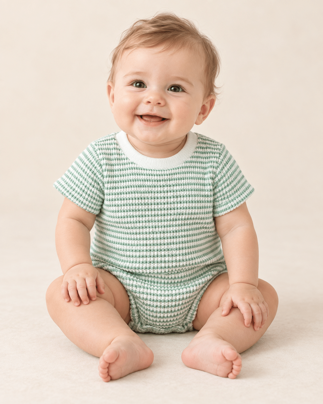 Body Listrado Bebê Menino Verde Lora Baby
