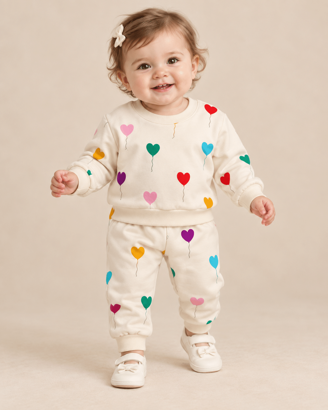 Conjunto Moletom para Bebê Balões de Coração Colorido Lora Baby