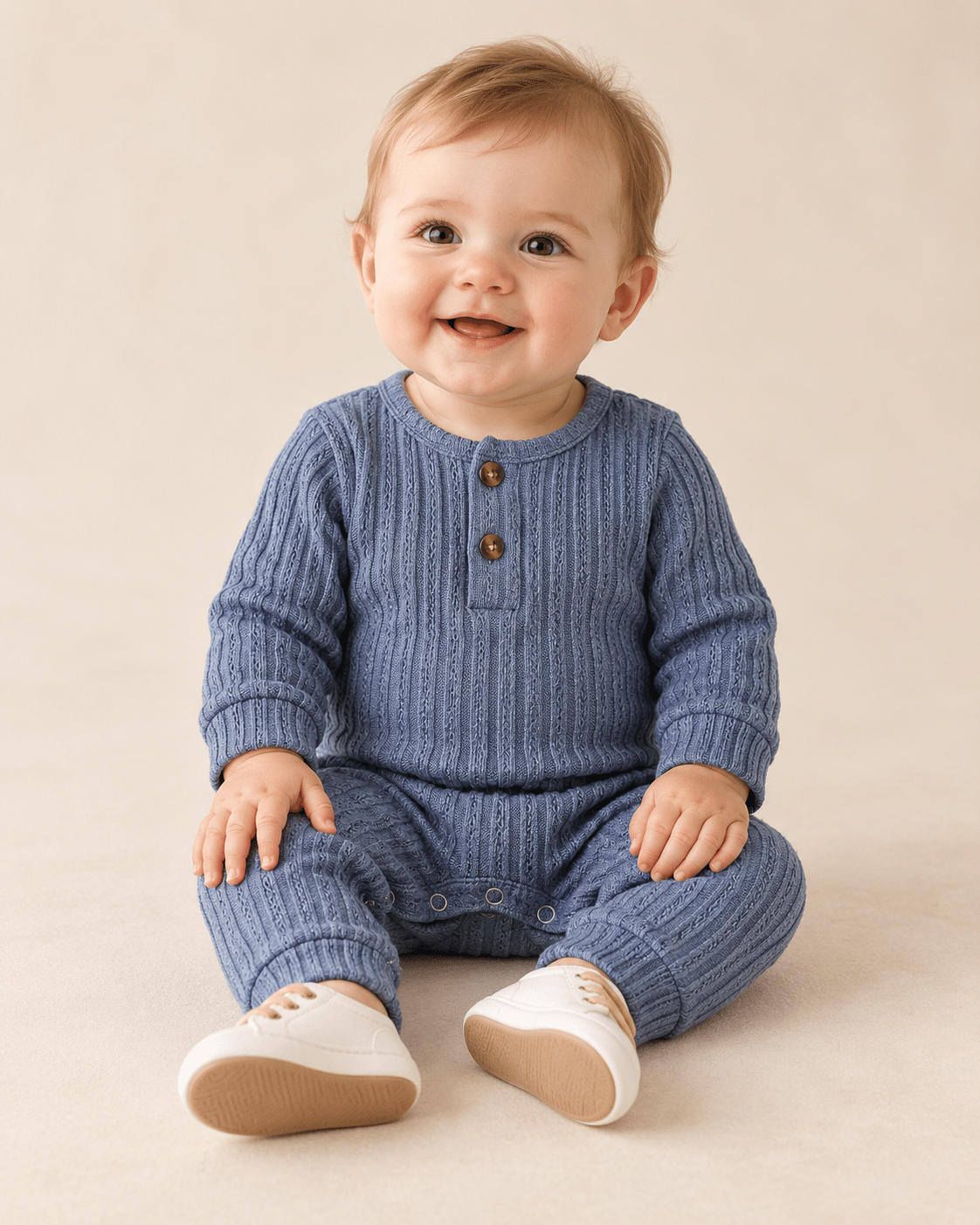 Macacão de Lã Bebê Azul Lora Baby
