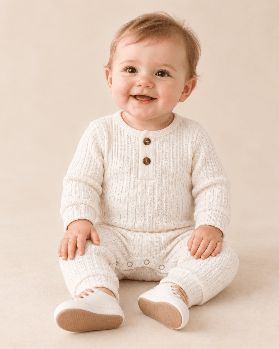 Macacão de Lã Bebê Branco Lora Baby