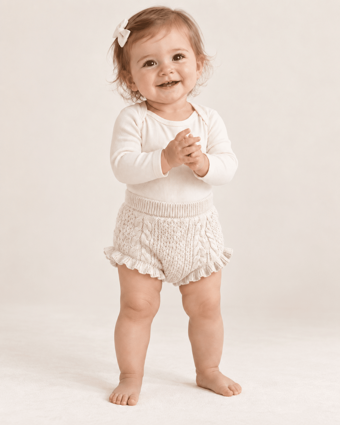 Short Tapa Fralda Bebê 0-24 meses Branco Lora Baby