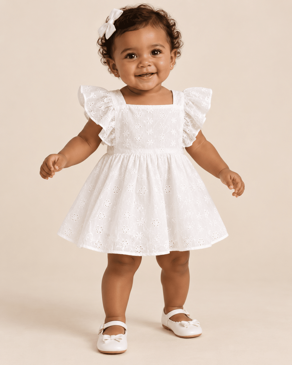 Vestido Branco Bordado Bebê Menina