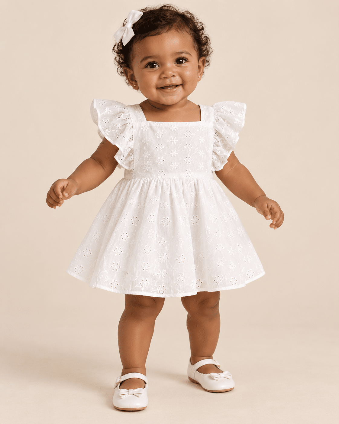 Vestido Branco Bordado Bebê Menina Delicado Lora Baby